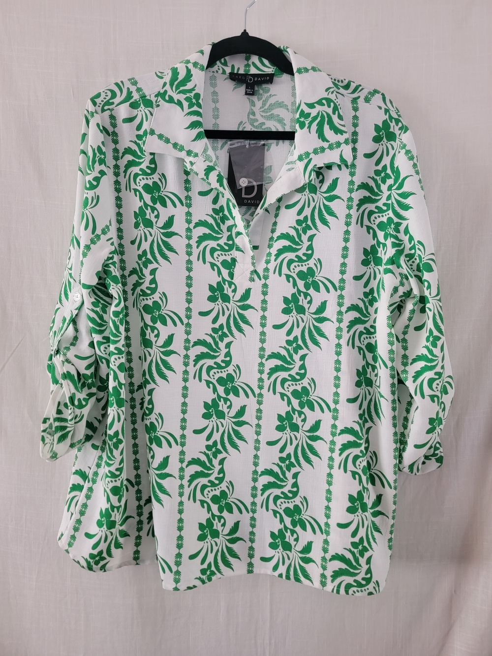Fred David Floral Tunic in White & Green